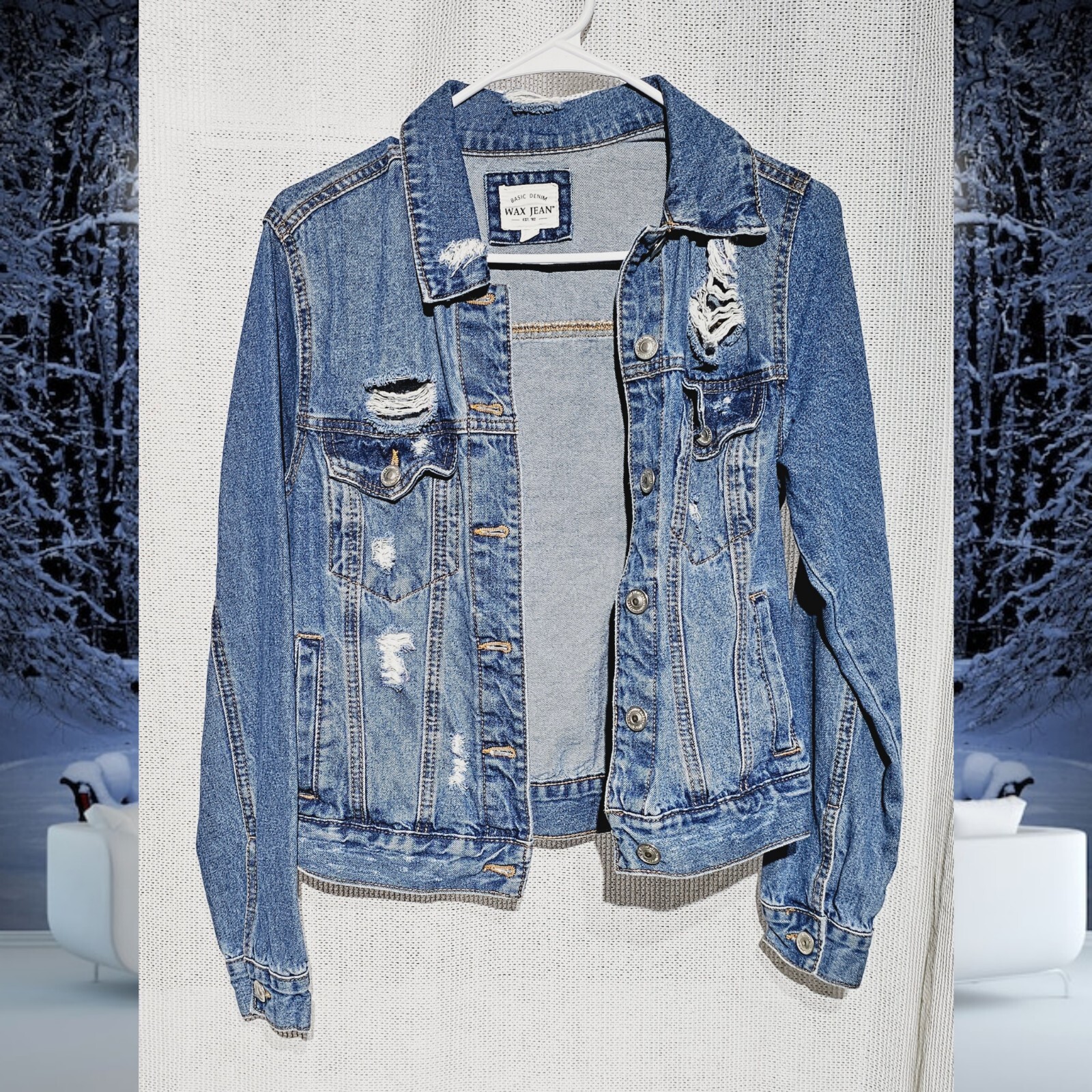 Wax Jean Jacket_  SIZE: Medium Blue Basic Denim B… - image 1