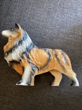 VINTAGE PORCELAIN COLLIE BREED DOG STATUE FIGURIE MADE IN USA Lassie 5” X 6”