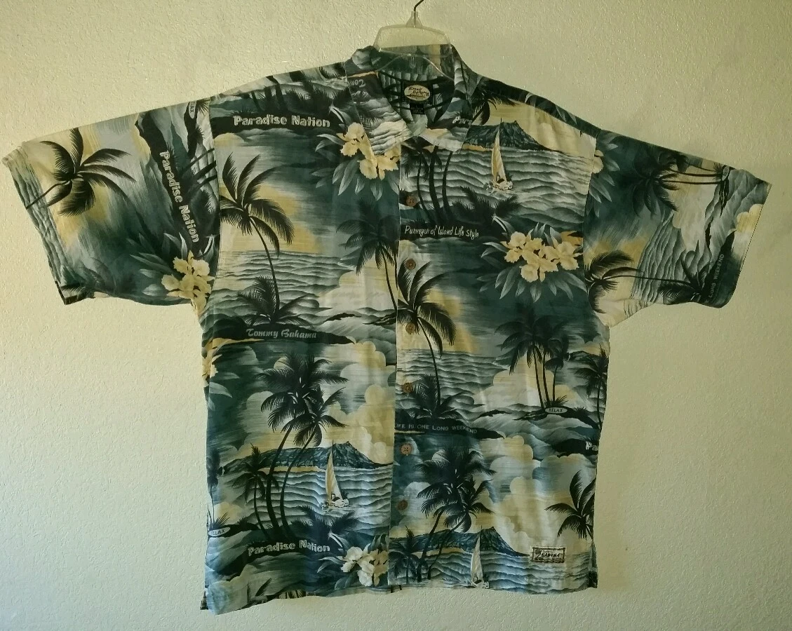 Nice TOMMY BAHAMA Size L Hawaiian Print Shirt Made in Korea Possibly Vintage