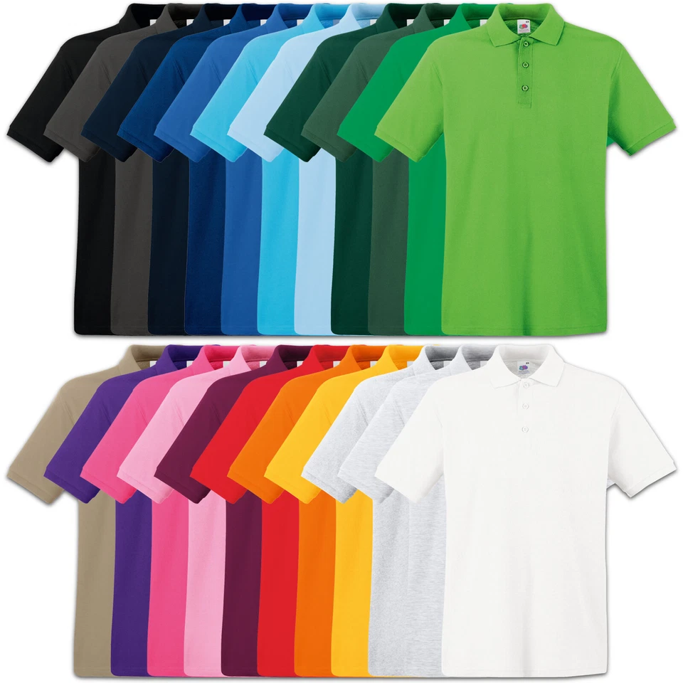 5er Fruit of the Loom Premium Poloshirt S M L XL XXL XXXL 100% Baumwolle Shirts - Bild 1 von 1