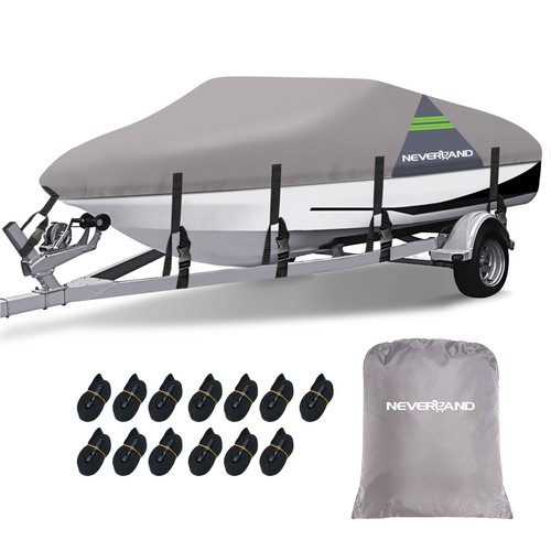 Heavy Duty Waterproof Boat Cover Marine for Ski Fish V-hull Speedboat 14ft-16ft - Foto 1 di 17