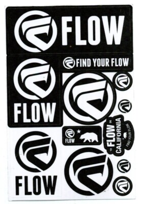 FIND YOUR FLOW CA SNOWBOARD BINDINGS 12 LOGO STICKER SHEET SHIPPED FREE TO USA!