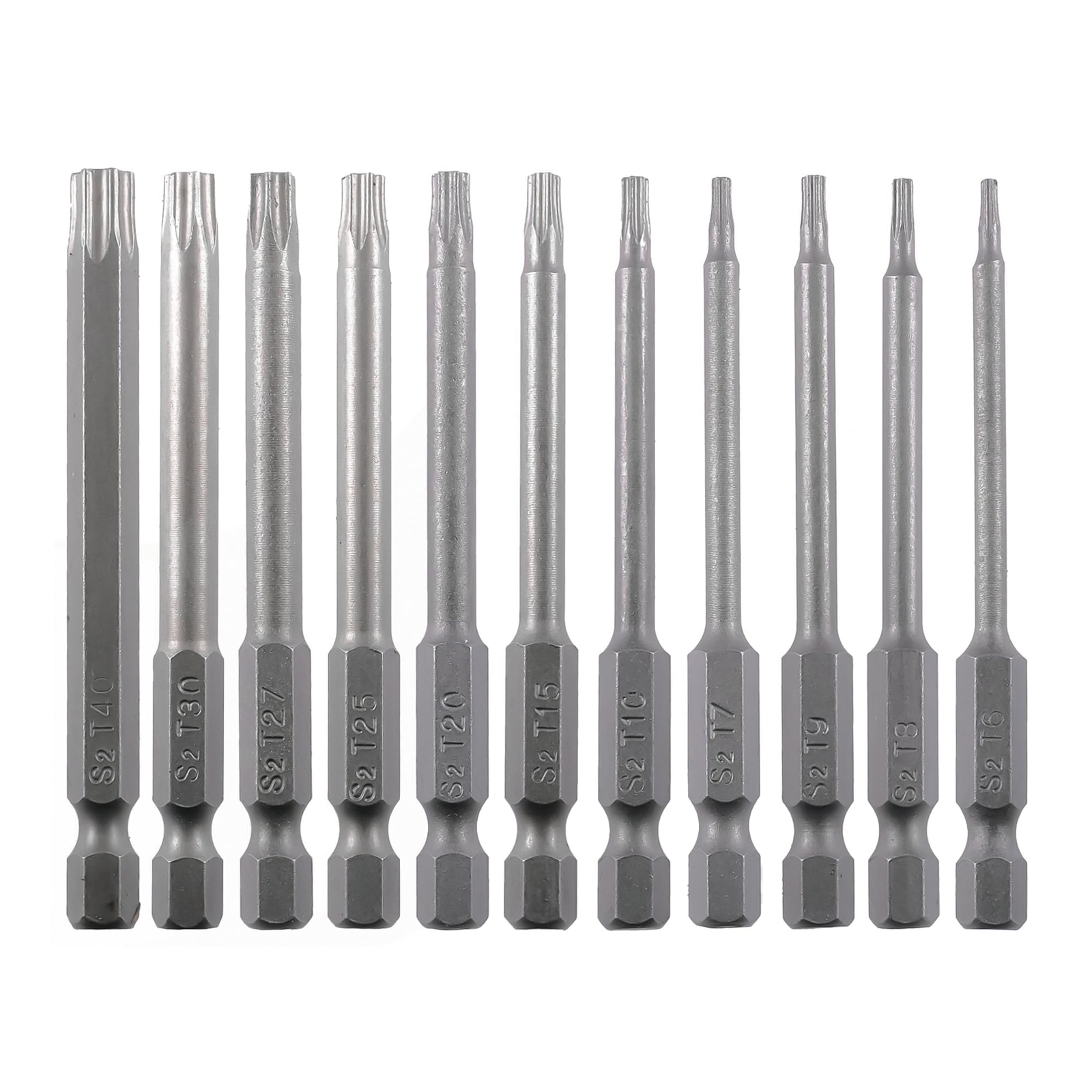 11PCS Security Torx Screwdriver Bit Set with 1/4 Inch Hex Shank and 75mm Length