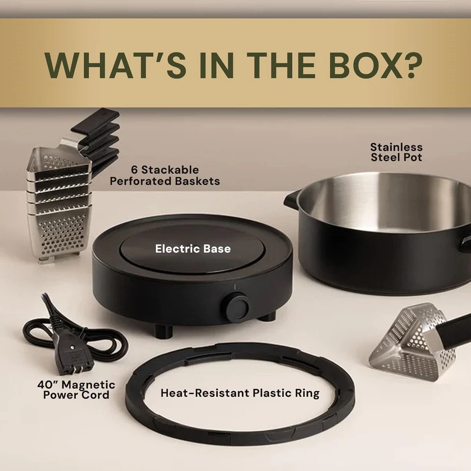 Olla De Acero Inoxidable Para Fondue Eléctrica Ideal Para Chocolate Queso Caldo Foto 3 de 4