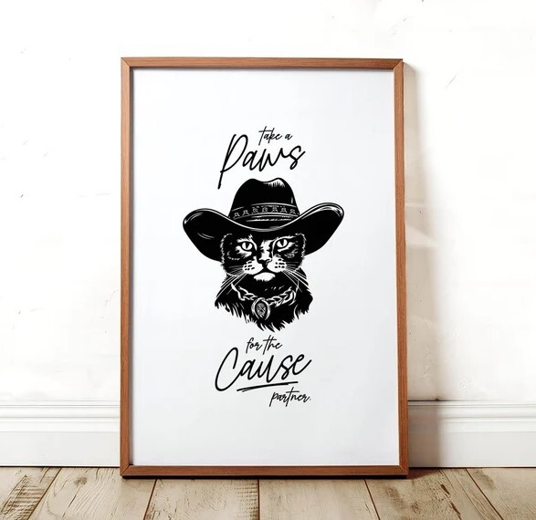 Western Cat Bathroom Art Print Bathroom Wall Decor Cat Cowboy Poster eBay
