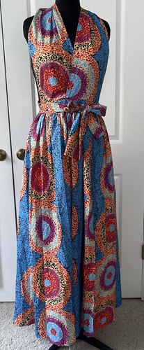 Custom Maxi Multicolored Backless Dress Multi Halter Strap - Picture 2 of 13
