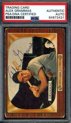 Alex Grammas PSA DNA Signed 1955 Bowman Autograph