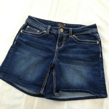 SEVEN 7 JEANS Dark Wash Mid Rise Flat Front Blue Denim Shorts Women's Size 4