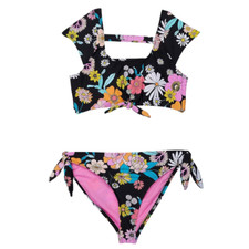 Hobie L113073 Girls Peace Love and Daisies Cap Sleeve Bralette Swim Set Size 12