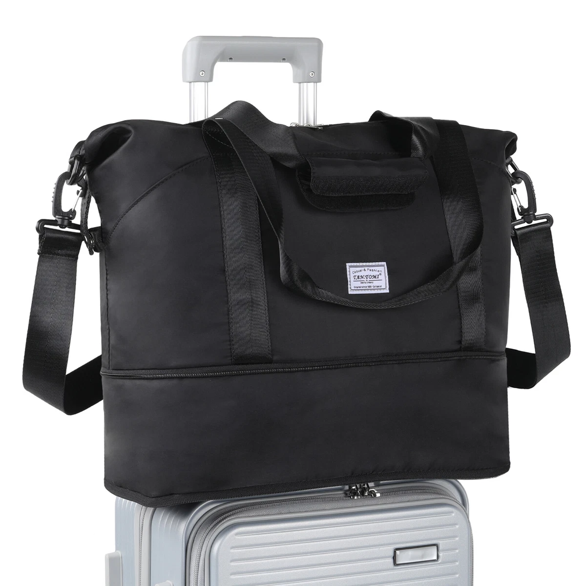 SPAHER Handgepäck Tasche 40x30x25 Eurowings Faltbare Reisetasche Sporttasche Groß Weekender Damen Herren Gym Fitness Bag Tasche Wasserdichte Duffle Bag Hand Luggage Schwimmtasche Grau