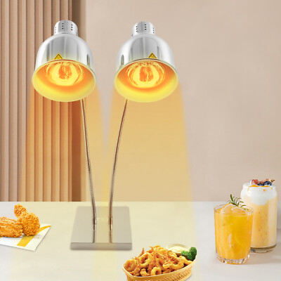 2-Head Tabletop Food Insulation Light Food Warming Lamp Food Warmer 500W 360°