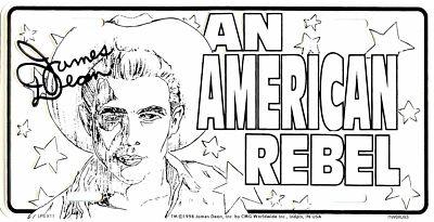 JAMES DEAN EMBOSSED METAL LICENSE PLATE AUTO CAR TAG AN AMERICAN REBEL #X11