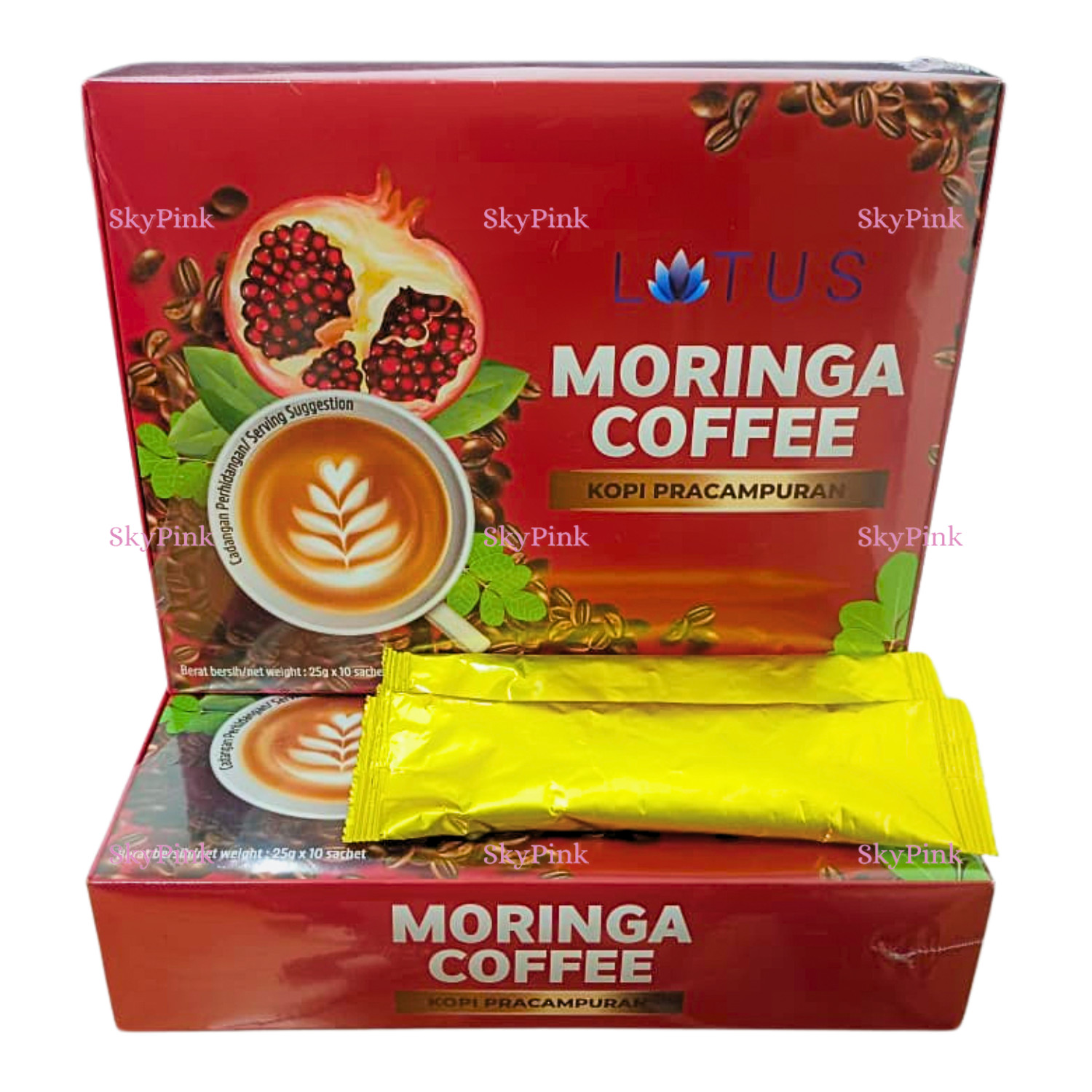 Café Premezcla Moringa Café LOTUS (1 Caja 10 Bolsitas x 25G) Fecha de caducidad: Abril 2026