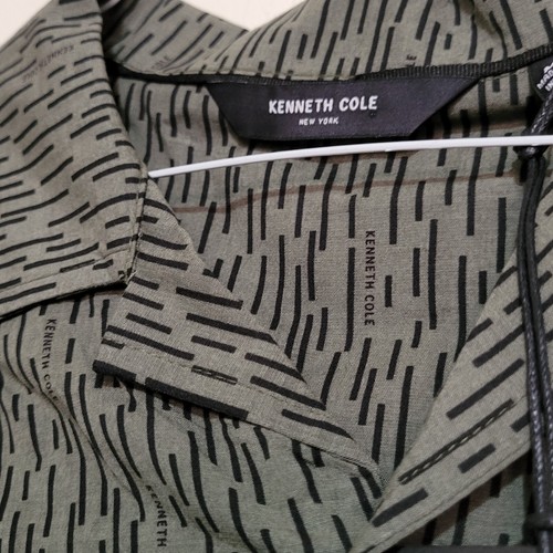 Camisa Kenneth Cole Botones Talla GRANDE Verde Oliva Manga Corta NUEVA Con Etiquetas - Imagen 3 de 8