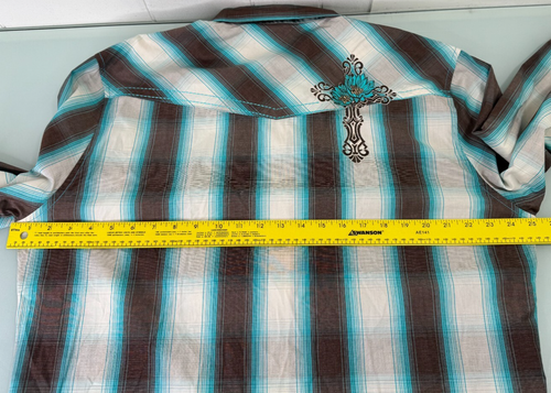 Cowgirl Hardware Shirt Womens XL Blue Pearl Snap Western Rodeo Long Sleeve - Picture 8 of 11