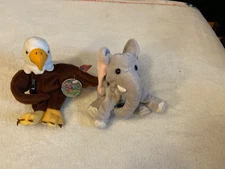 Coca-Cola - Bean Bag Plush Beanie - Reegle the aEagle & Clomp The Elephant 1998