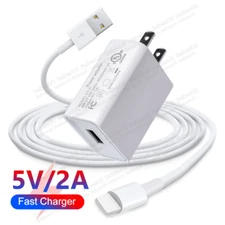 Fast Charger For iPhone 6 7 8 SE XR Xs 11 12 13 USB A Wall Charger Adapter Cable