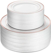 100 Platos Desechables Elegantes Decorativos Para Fiesta Boda Oro Rose Gold Set