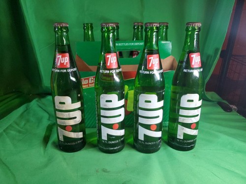 Vintage 8-Pack 16oz 7●UP Glass Bottles - Picture 4 of 10