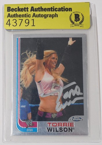 Torrie Wilson Signed 2008 Topps Heritage III Chrome WWE Card #58 BAS COA Auto'd - Picture 2 of 24