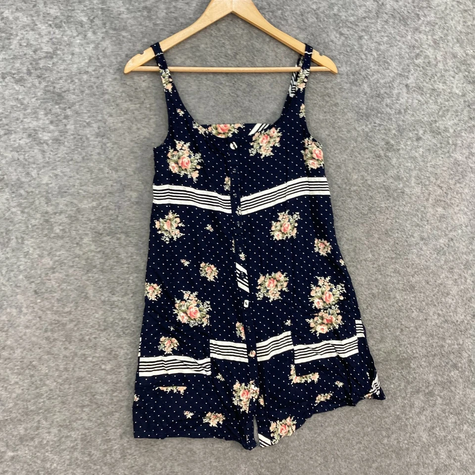 Vestido Element Mujer Talla 8 Azul Floral Sin Mangas Viscosa Botón Mini 33211 Foto 4 de 4