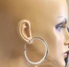 925 sterling silver large hoop huggie earrings hollow 8.6g 2" estate vintage — photo 9