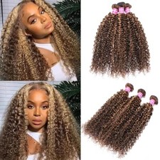 UNice Hair Peruvian Highlight Blonde Curly 3 Bundles Human Hair Weaves Extension