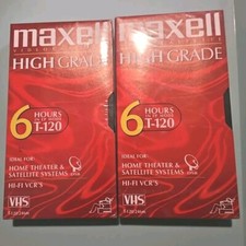 Maxell VHS Video Cassette Tapes Lot Of 2 High Grade T-120 EP 6 Hour New Sealed