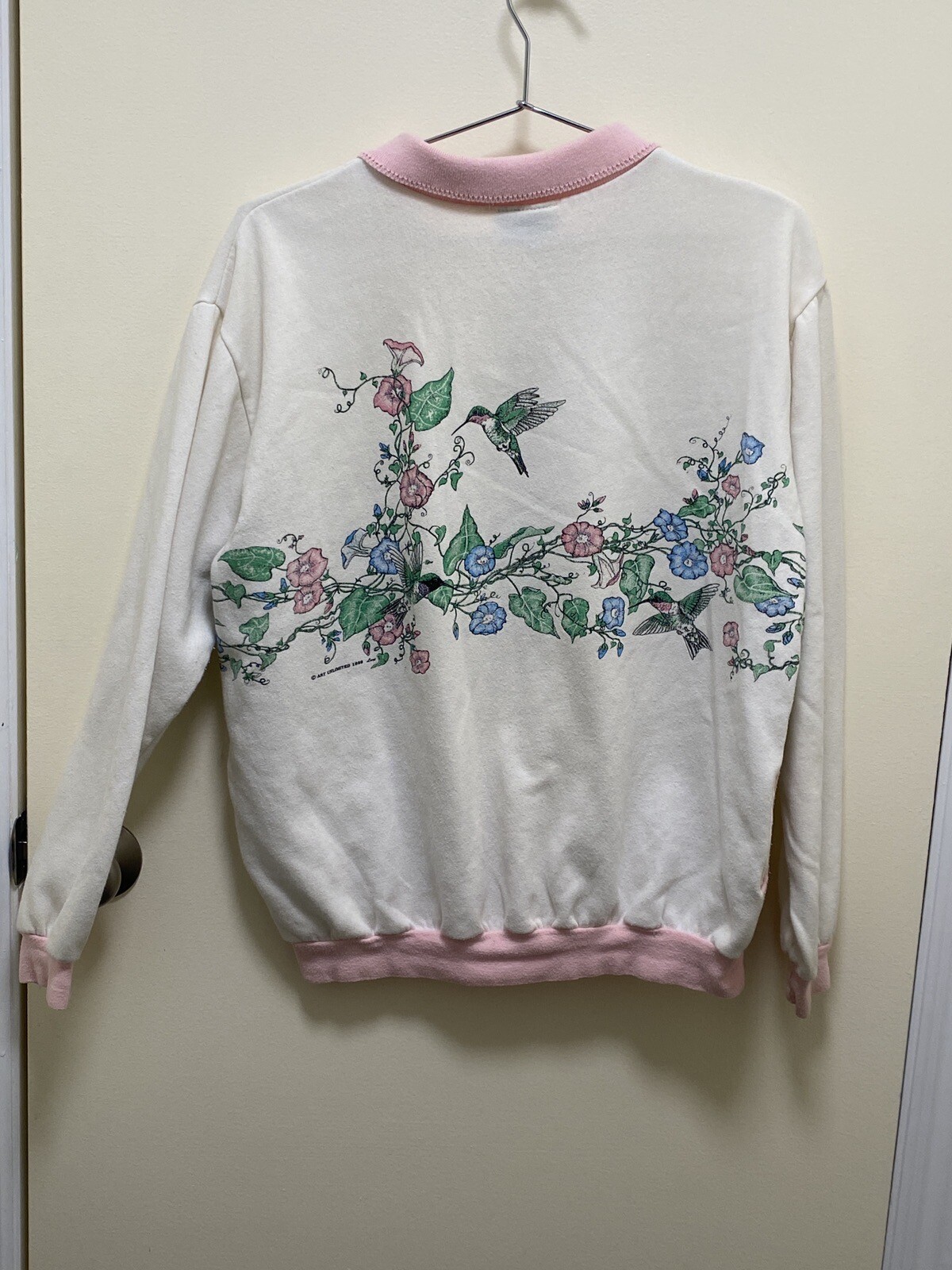 90'S ART UNLIMITED SPORTSWEAR all-over print sweatshirt, made in the USA cotton white type Vintage Second Hand