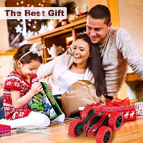 Toys Remote Control Car for Kids: Red 4WD Stunt RC Cars with 2 Rechargeable B...