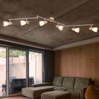 Deckenlampe Deckenleuchte Holzleuchte Wohnzimmerlampe Glas Spot Verstellbar