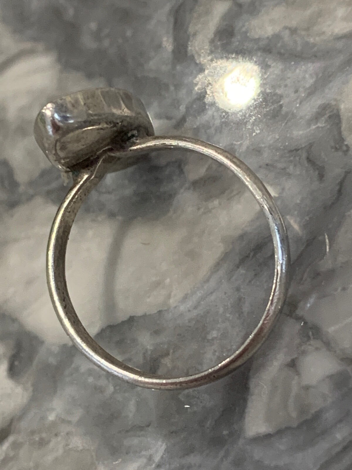 Vintage Solid Silver Hallmarked Abalone Shell Rin… - image 4