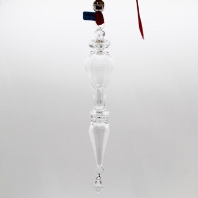 Deko zum Aufhängen / Weihnachtskugel aus Glas mit Schleife - Rohsilber