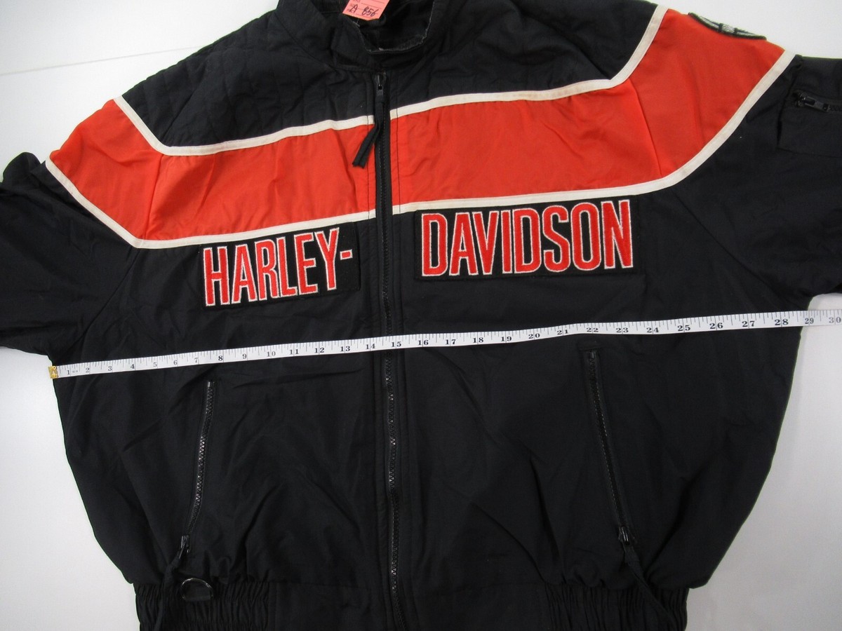 【A&J】Harley-Davidson Racingジャケット Harley Davidson Black Orange Bar & Shield Nylon Racing
