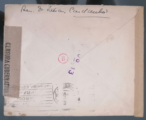 SPAIN censor cover ww2 Hotel del Candamo label sent to Wiesbaden Germany - Picture 2 of 2