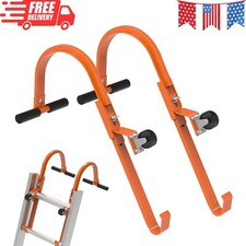2 Pack Ladder Roof Hook with Wheel Heavy Duty Steel Ladder Stabilizer