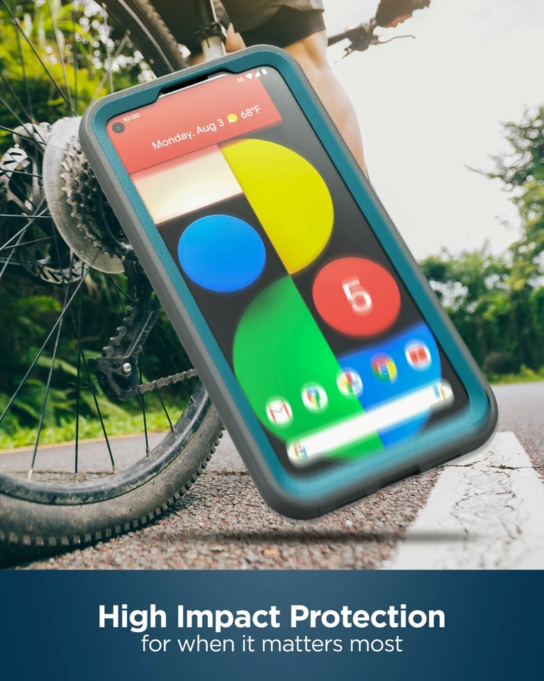 Google Pixel 5 Case with Screen Protector Rugged Built In Screen Case Blue - Image 3 of 4