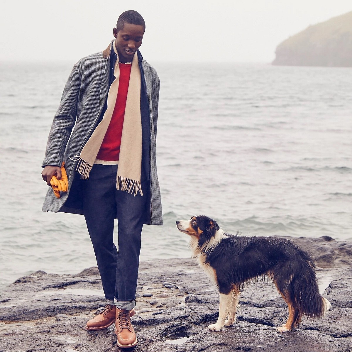 JCREW overcoat houndstooth jacket 3/4 long car coat topcoat Ludlow