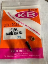 K&B Mecoa Barrel Idle Adj. Screw & Nut Square Carb 11cc .61 Size  Engine NOS HTF