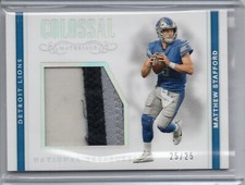 2018 PANINI NATIONAL TREASURES  MATTHEW STAFFORD SILVER COLOSSAL MATERIALS 25/25