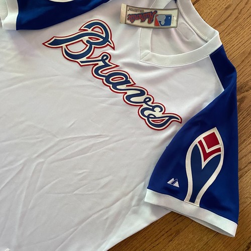 NWT Atlanta Braves 1974 Hank Aaron Throwback TBTC TBC Majestic jersey sz 48 2XL - 第 4/8 張圖片