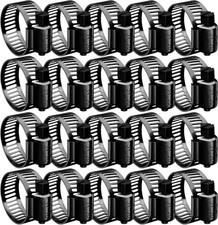 20Pcs Black Hose Clamp,3/4"- 1-1/2" 21-38Mm 304 Hose Clamps Stainless Steel Adju