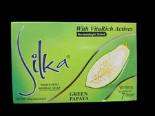 Silka Whitening Herbal Green Papaya Soap with VitaRich Actives 135g (Lot of 2)