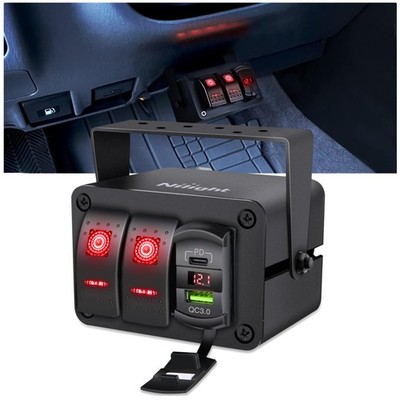 Boat Car RV 2 Gang Rocker Switch Box - PD Type C USB Charger