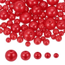 1064PCS Pearl Beads for Jewelry Making, 4/5/6/8/10mm Round Beads Bright Red