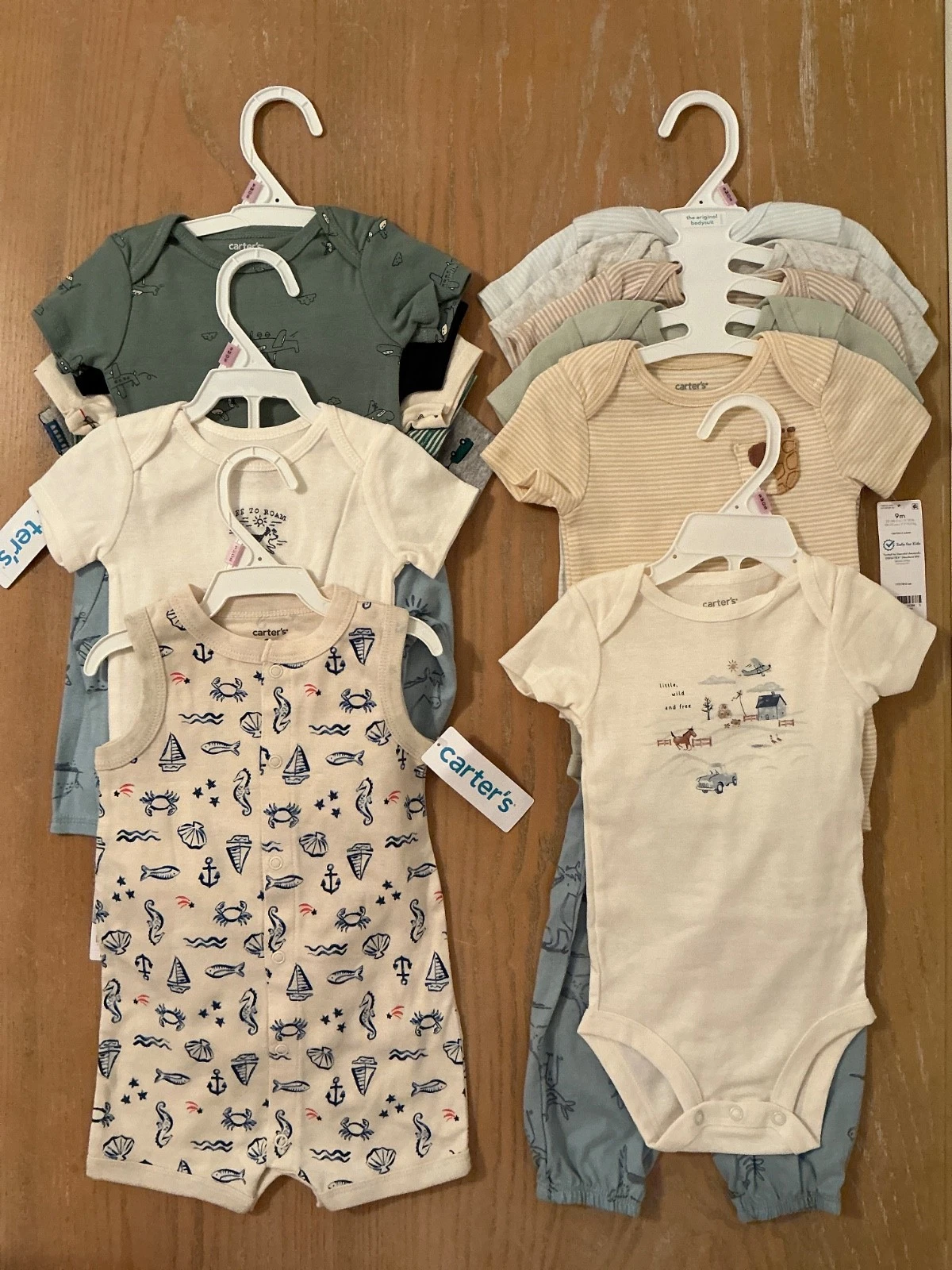 New! Carter's Infant Boys Size 9 Months Clothing Lot of 16 Summer Tops, Bottoms