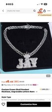 Customized Engraved Crown Letter Pendant Cuba...