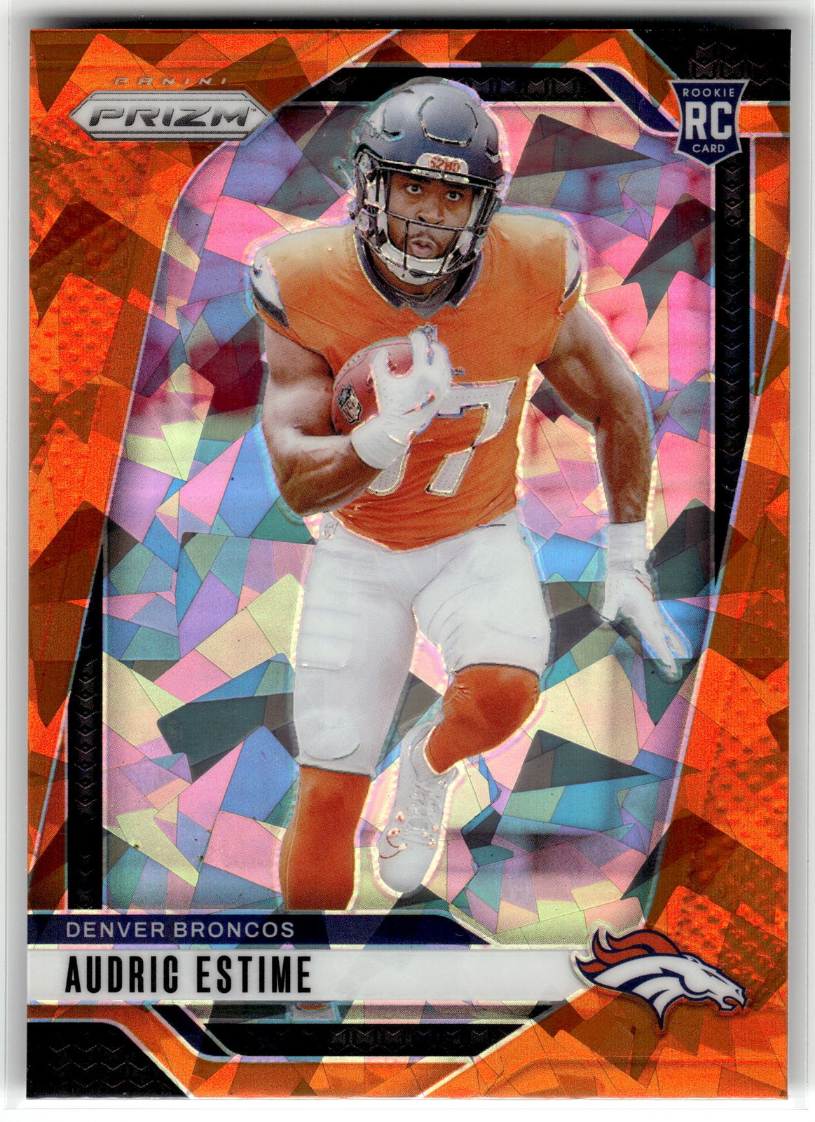 Audric Estime 2024 Panini Prizm #306 Rookie Denver Broncos Orange Ice RC