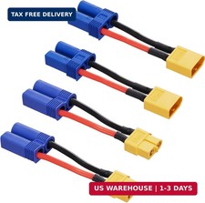 4pcs XT60 to EC5 Male Female Adapter with 50mm 14AWG Wires for RC LiPo Battery C