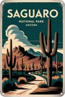 Saguaro National Park Tin Metal Signs Home Décor, Vintage Arizona Desert print A